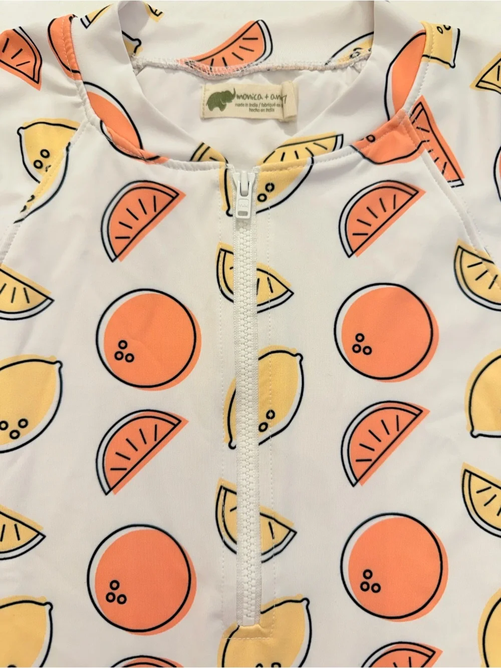 Monica + Andy Rash Guard Top in Citrus with Orange & Yellow Size 6/7